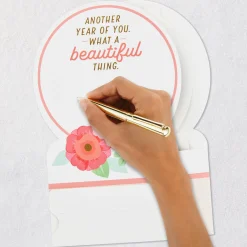 Happy Birthday Floral Snow Globe Musical 3D Pop-Up Birthday Card With Motion
