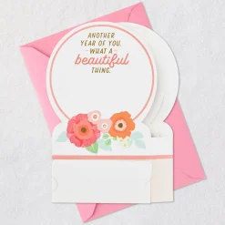 Happy Birthday Floral Snow Globe Musical 3D Pop-Up Birthday Card With Motion