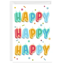 Happy Happy Happy Candles Custom Birthday Card
