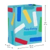 13" Happy Birthday and Confetti Stripes on Blue Large Gift Bag