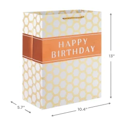 13" Happy Birthday Hexagons Large Gift Bag