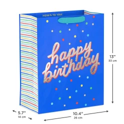 13" Happy Birthday on Blue Large Gift Bag