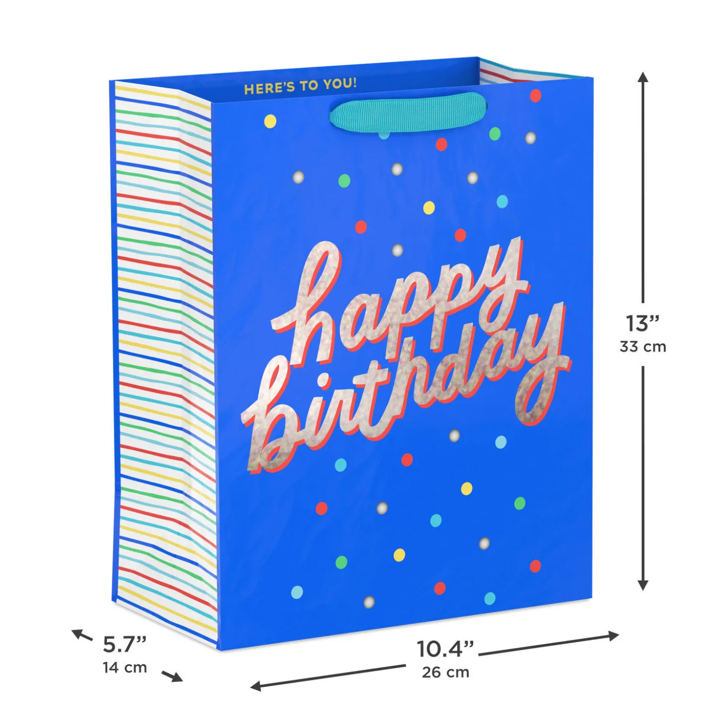 13" Happy Birthday on Blue Large Gift Bag