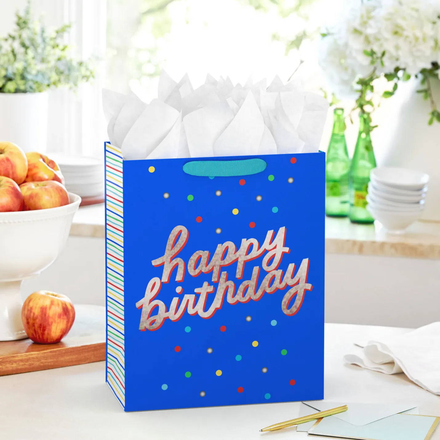 13" Happy Birthday on Blue Large Gift Bag