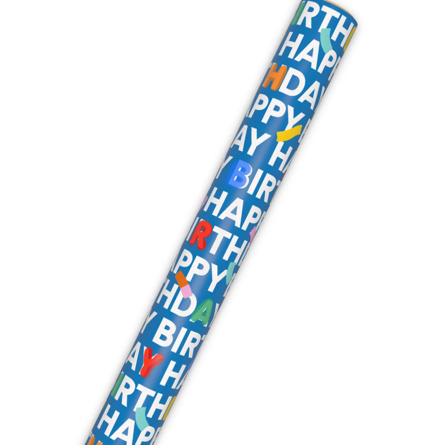 Happy Birthday on Blue Tall Wrapping Paper Roll, 35 sq. ft.