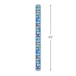 Happy Birthday on Blue Tall Wrapping Paper Roll, 35 sq. ft.