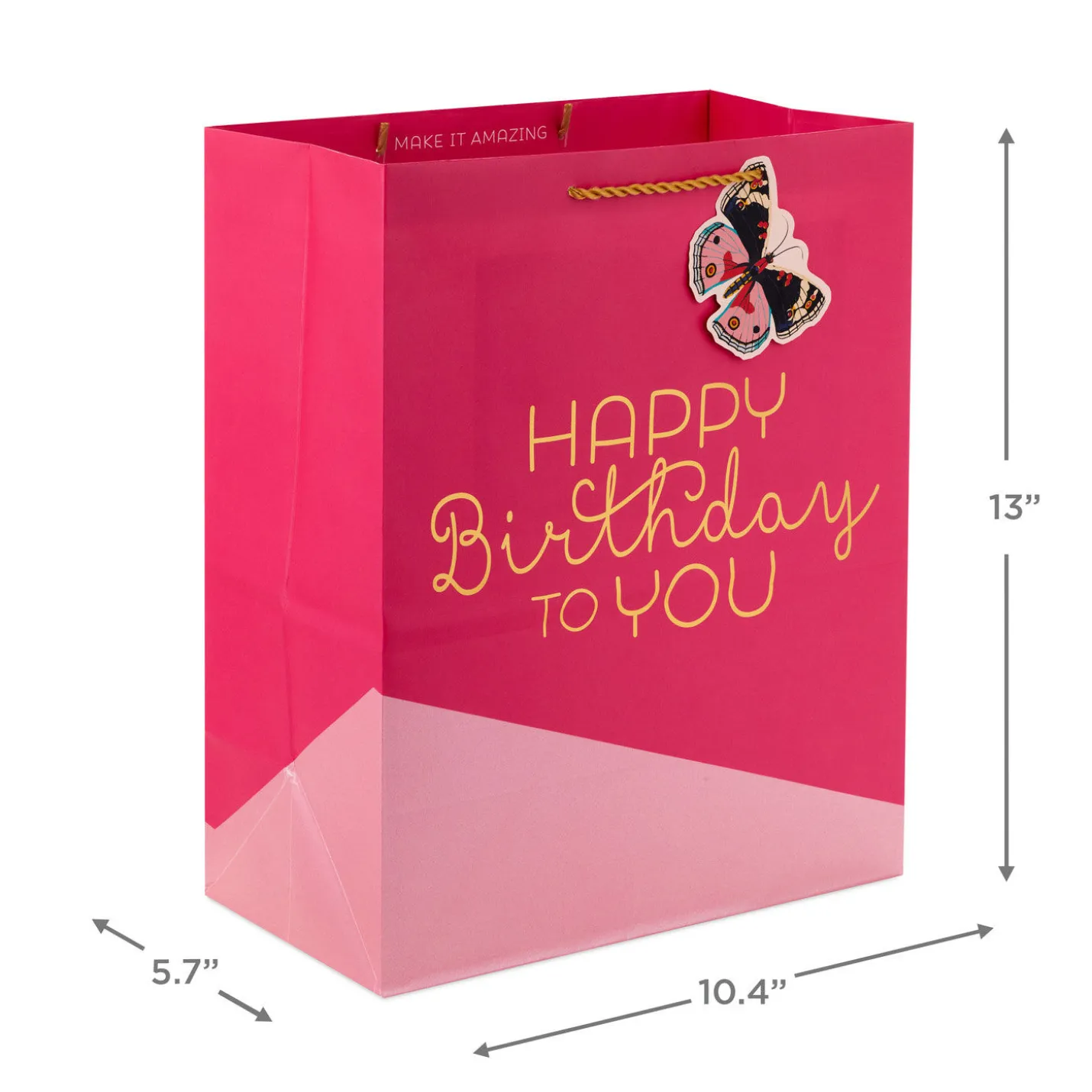 13" Happy Birthday on Pink Large Gift Bag