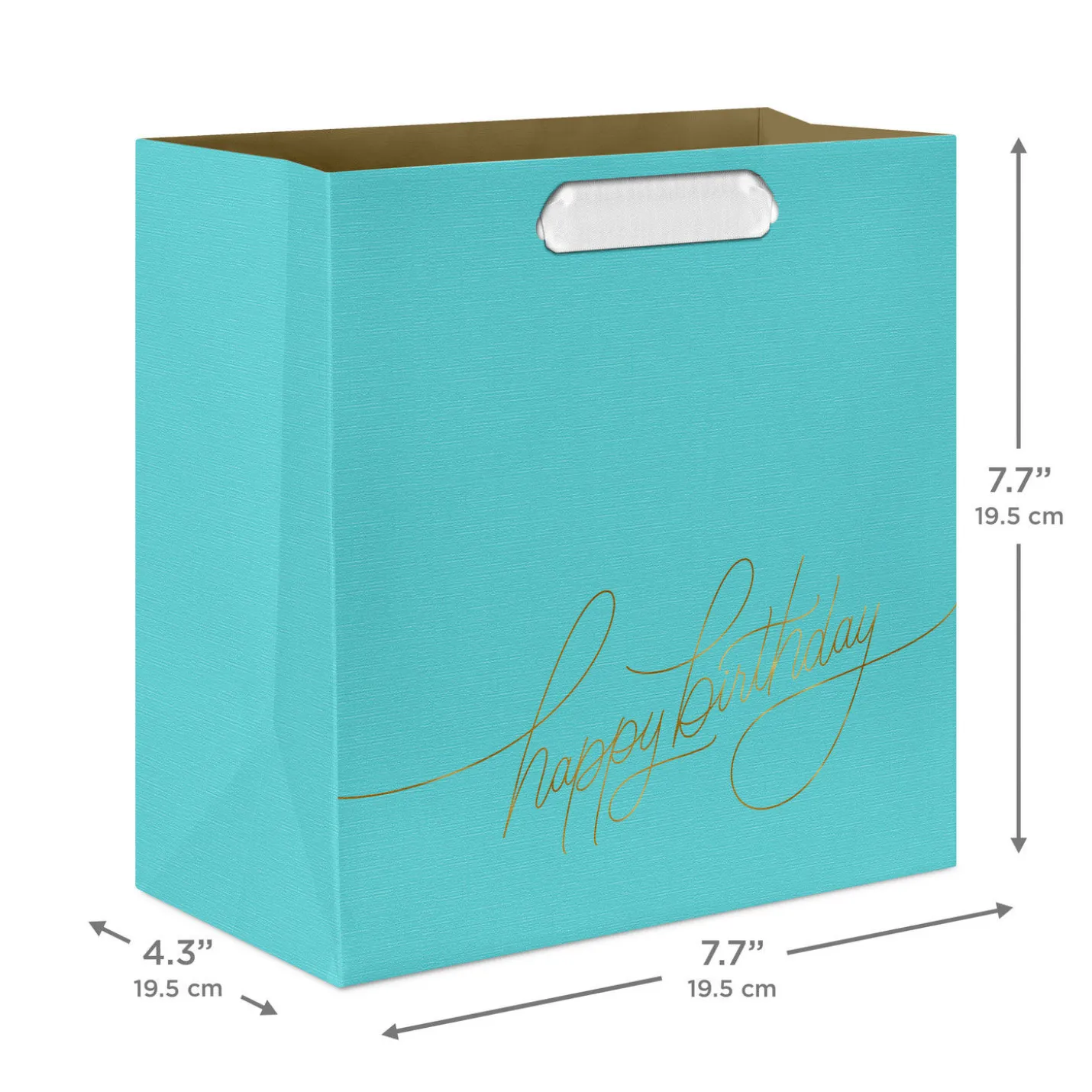 7.7" Happy Birthday on Turquoise Medium Gift Bag