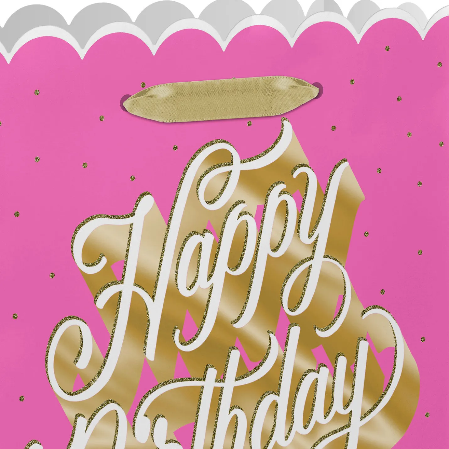 13" Happy Birthday Script on Pink Large Gift Bag