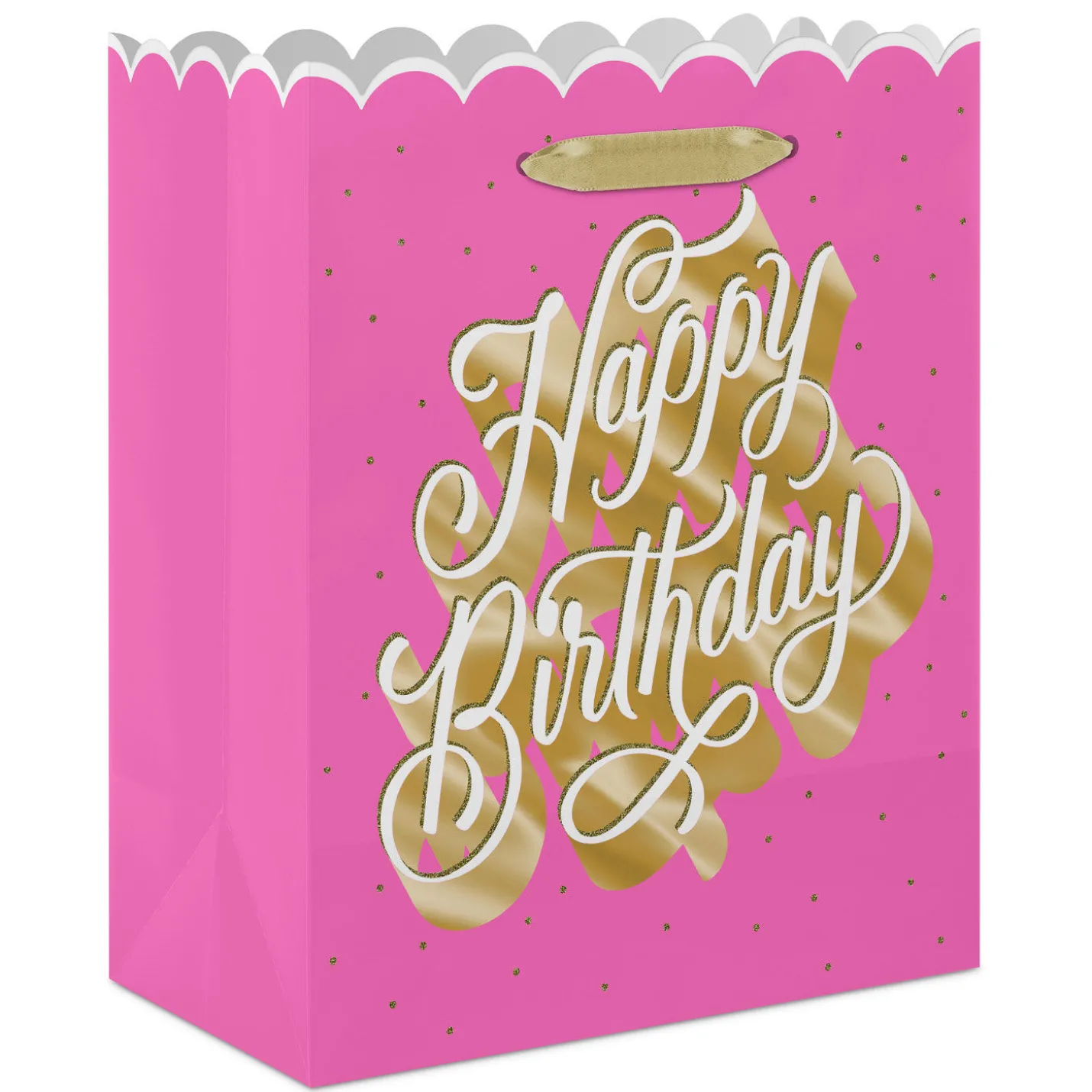 13" Happy Birthday Script on Pink Large Gift Bag