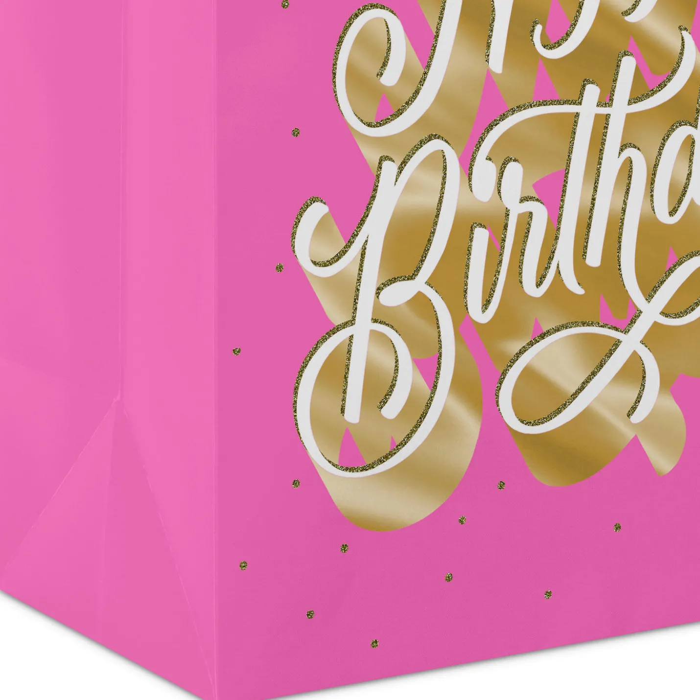 13" Happy Birthday Script on Pink Large Gift Bag