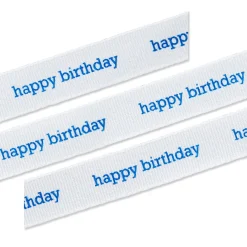 Happy Birthday White Grosgrain Ribbon, 19.6'