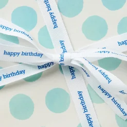 Happy Birthday White Grosgrain Ribbon, 19.6'