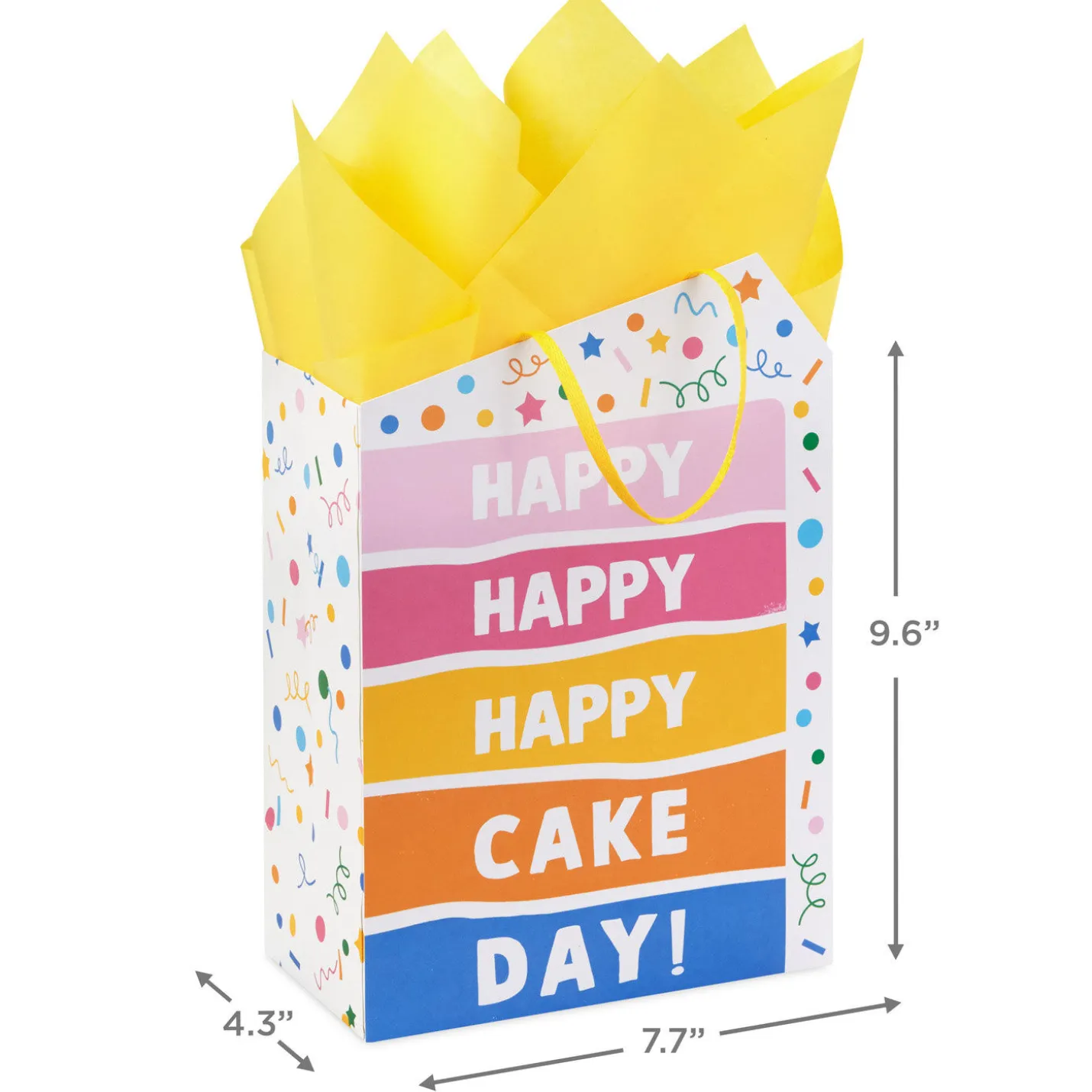 9" Happy Cake Day Medium Birthday Gift Bag With Tissue Paper