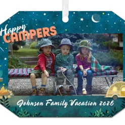 Happy Campers Metal Personalized Ornament, Custom Photo and Text