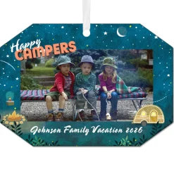 Happy Campers Metal Personalized Ornament, Custom Photo and Text