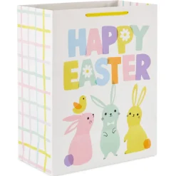 13" Happy Easter With Pastel Bunnies Large Gift Bag