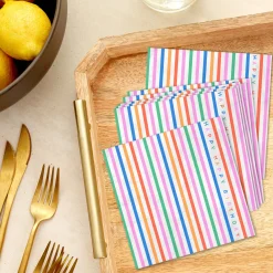 Happy Happy Striped Birthday Dinner Napkins, Pack of 20