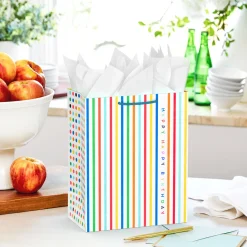 9.6" Happy Happy Stripes Medium Birthday Gift Bag