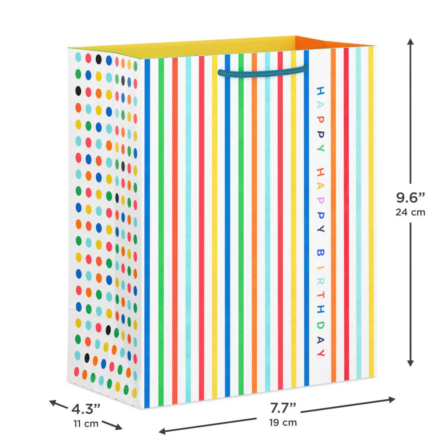 9.6" Happy Happy Stripes Medium Birthday Gift Bag