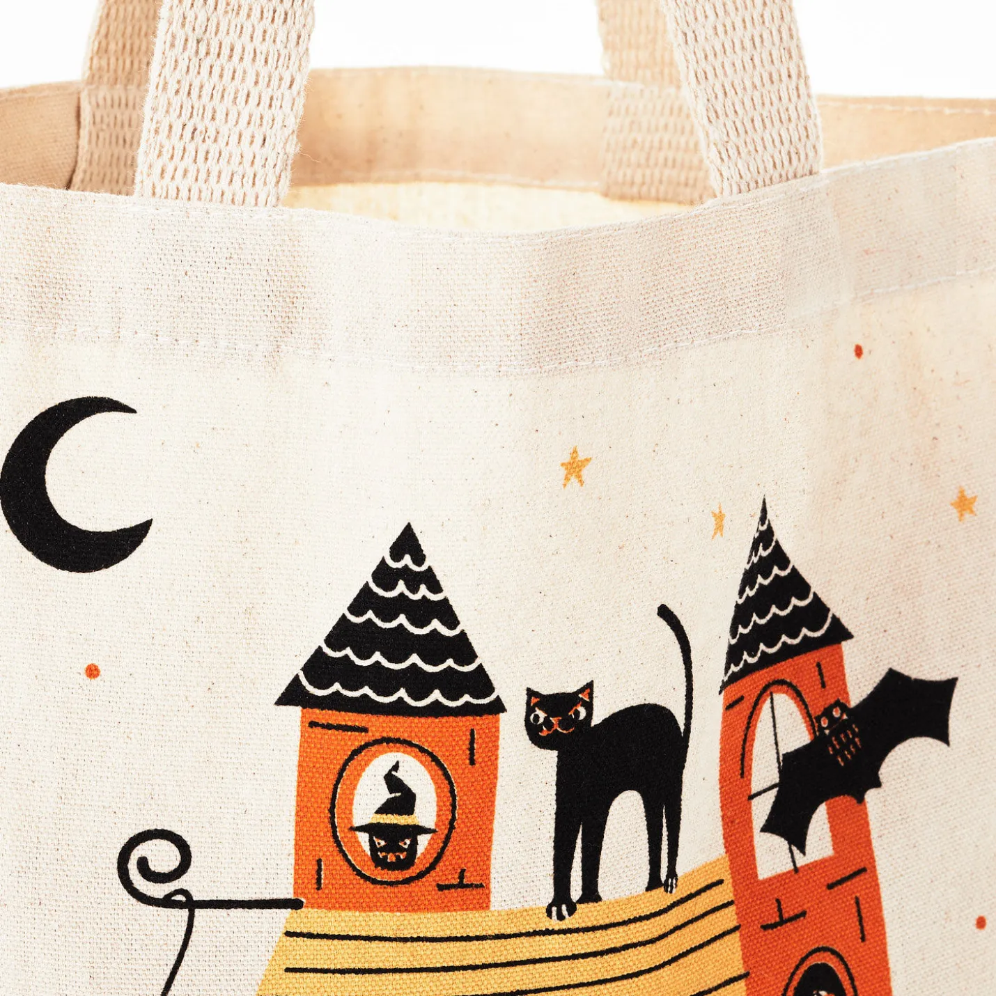 13" Happy Haunting Canvas Halloween Tote Bag
