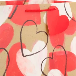 13" Happy Heart Day and Painted Hearts 4-Pack Large Valentine's Day Gift Bags