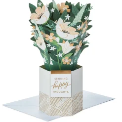 Happy Thoughts Flower Bouquet in Vase 3D Pop-Up Card