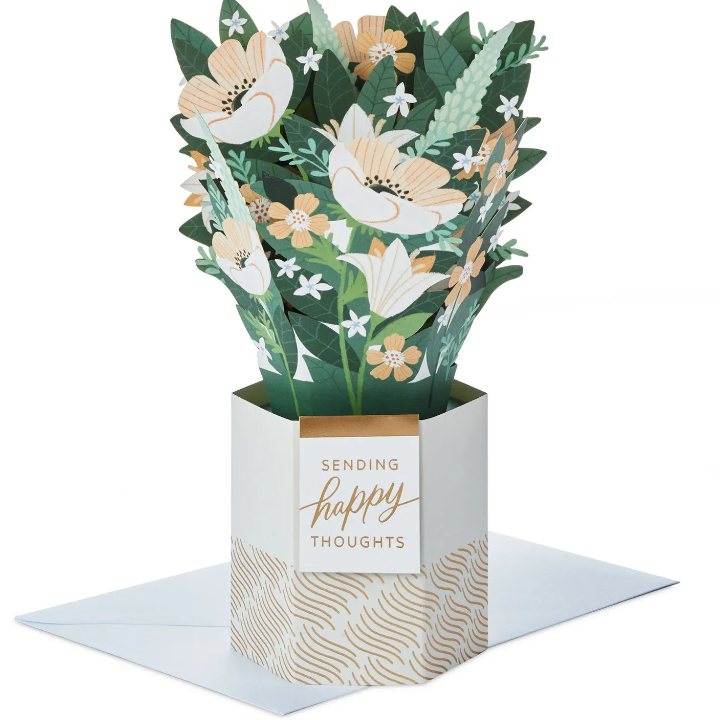 Happy Thoughts Flower Bouquet in Vase 3D Pop-Up Card