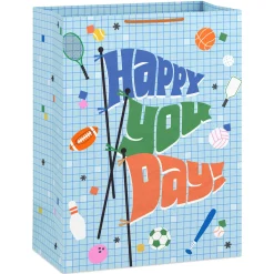20" Happy You Day Pennants and Sports Icons Jumbo Gift Bag