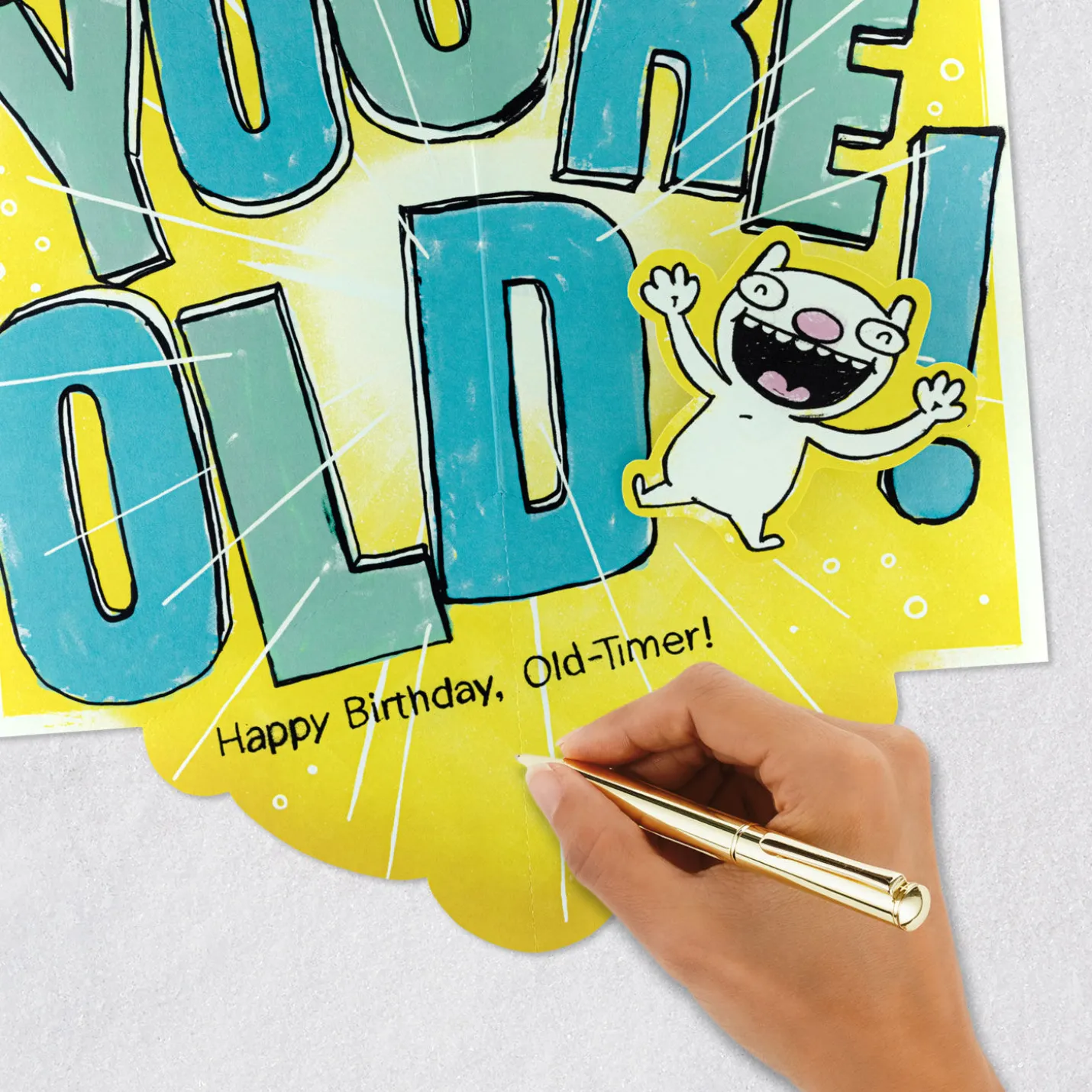Hate to Spring This On You, Old-Timer Funny Pop-Up Birthday Card