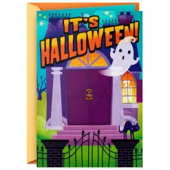 Haunted House Funny Musical Pop-Up Halloween Card With Spinning Bat