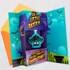 Haunted House Funny Musical Pop-Up Halloween Card With Spinning Bat