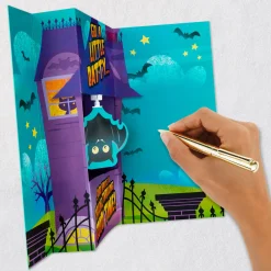 Haunted House Funny Musical Pop-Up Halloween Card With Spinning Bat