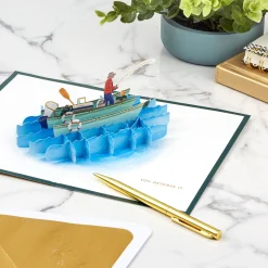 Have a Reel Nice Day, Fishing Boat Pop-Up Card