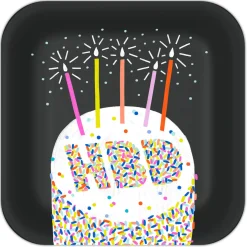 "HBD" Cake Dessert Plates, Pack of 8