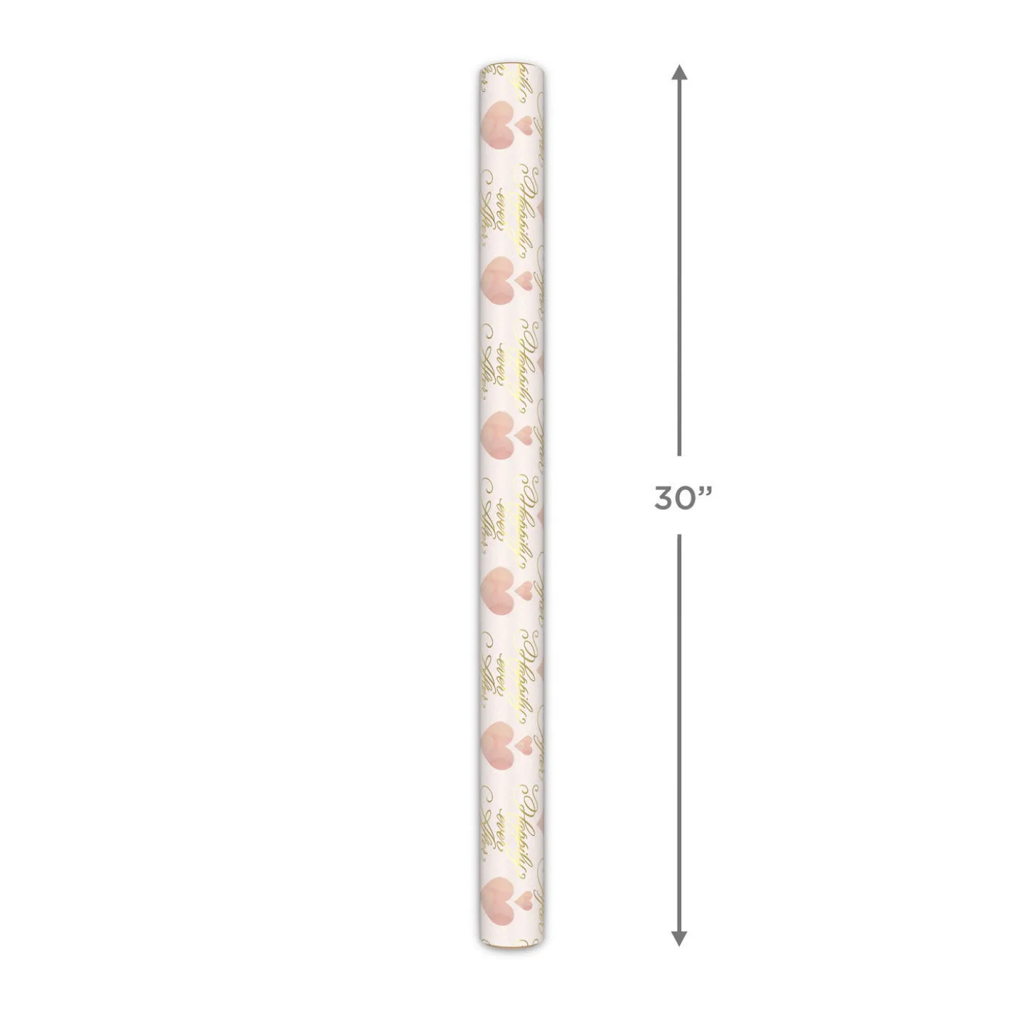 Hearts and Happily Ever After on Blush Wrapping Paper Roll, 20 sq. ft.
