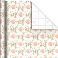 Hearts and Happily Ever After on Blush Wrapping Paper Roll, 20 sq. ft.