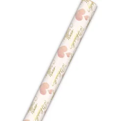 Hearts and Happily Ever After on Blush Wrapping Paper Roll, 20 sq. ft.