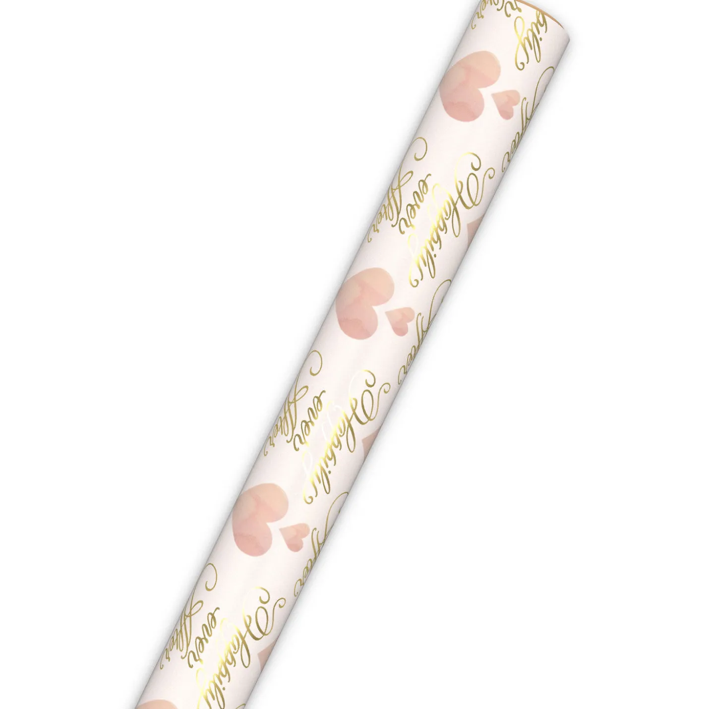 Hearts and Happily Ever After on Blush Wrapping Paper Roll, 20 sq. ft.