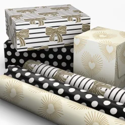Hearts, Dots and Bows 3-Pack Wrapping Paper Mini Roll Bundle, 60 sq. ft. total