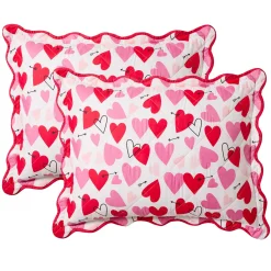 Hearts Print Reversible Quilt and Sham Set