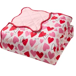 Hearts Print Reversible Quilt and Sham Set