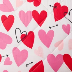 Hearts Print Reversible Quilt and Sham Set