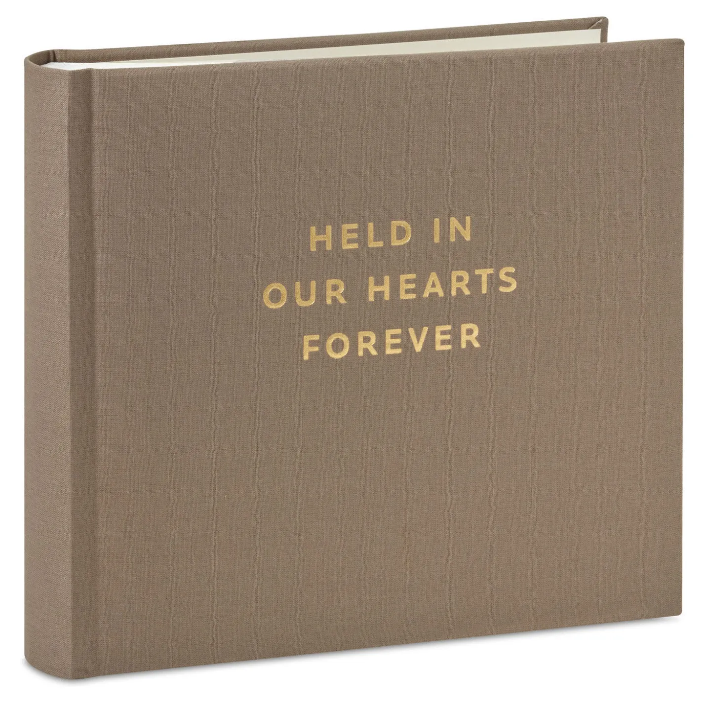 Held in Our Hearts Forever Taupe Linen Photo Album