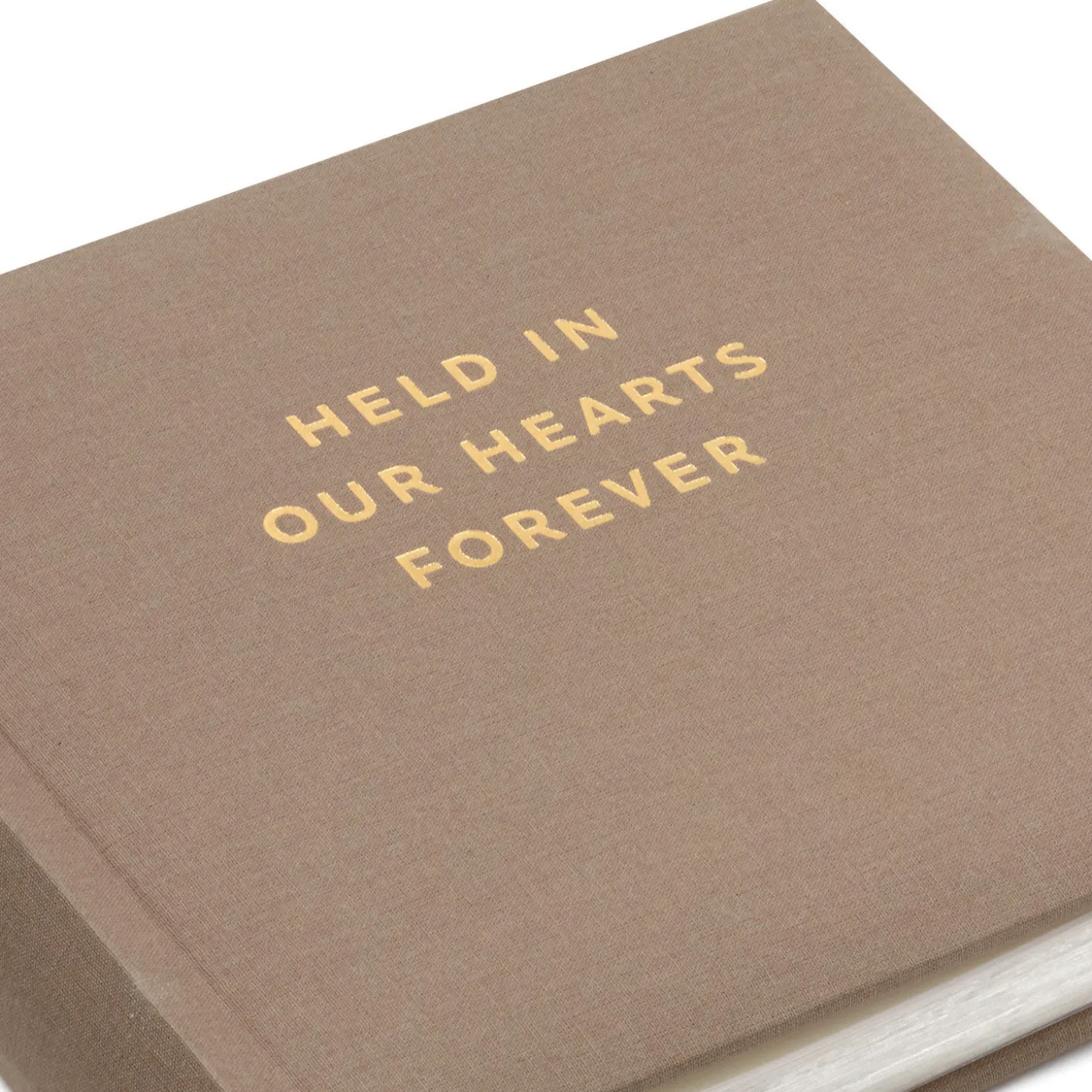 Held in Our Hearts Forever Taupe Linen Photo Album