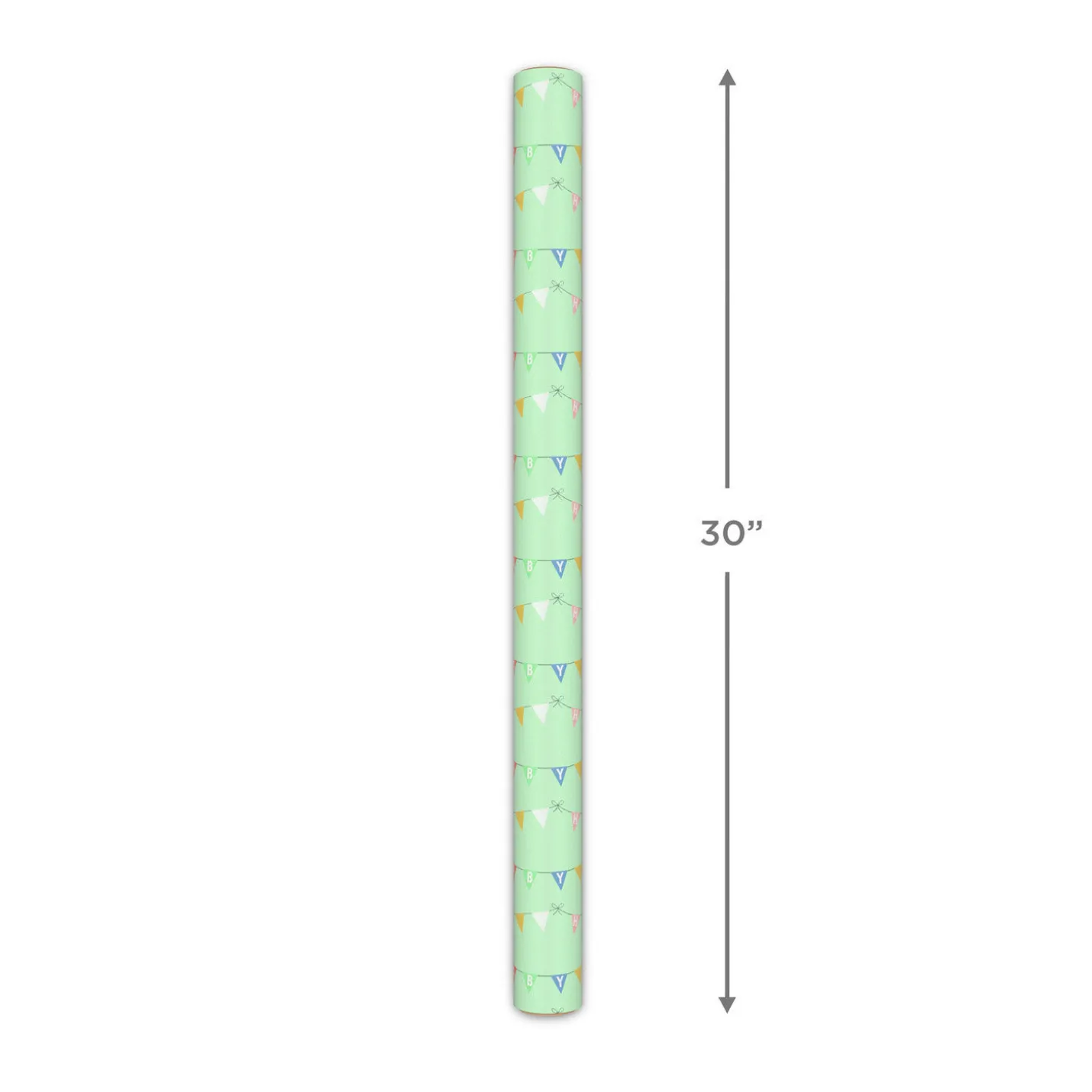 Hello Baby Pennants on Mint Green Wrapping Paper Roll, 20 sq. ft.