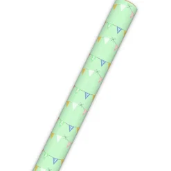 Hello Baby Pennants on Mint Green Wrapping Paper Roll, 20 sq. ft.
