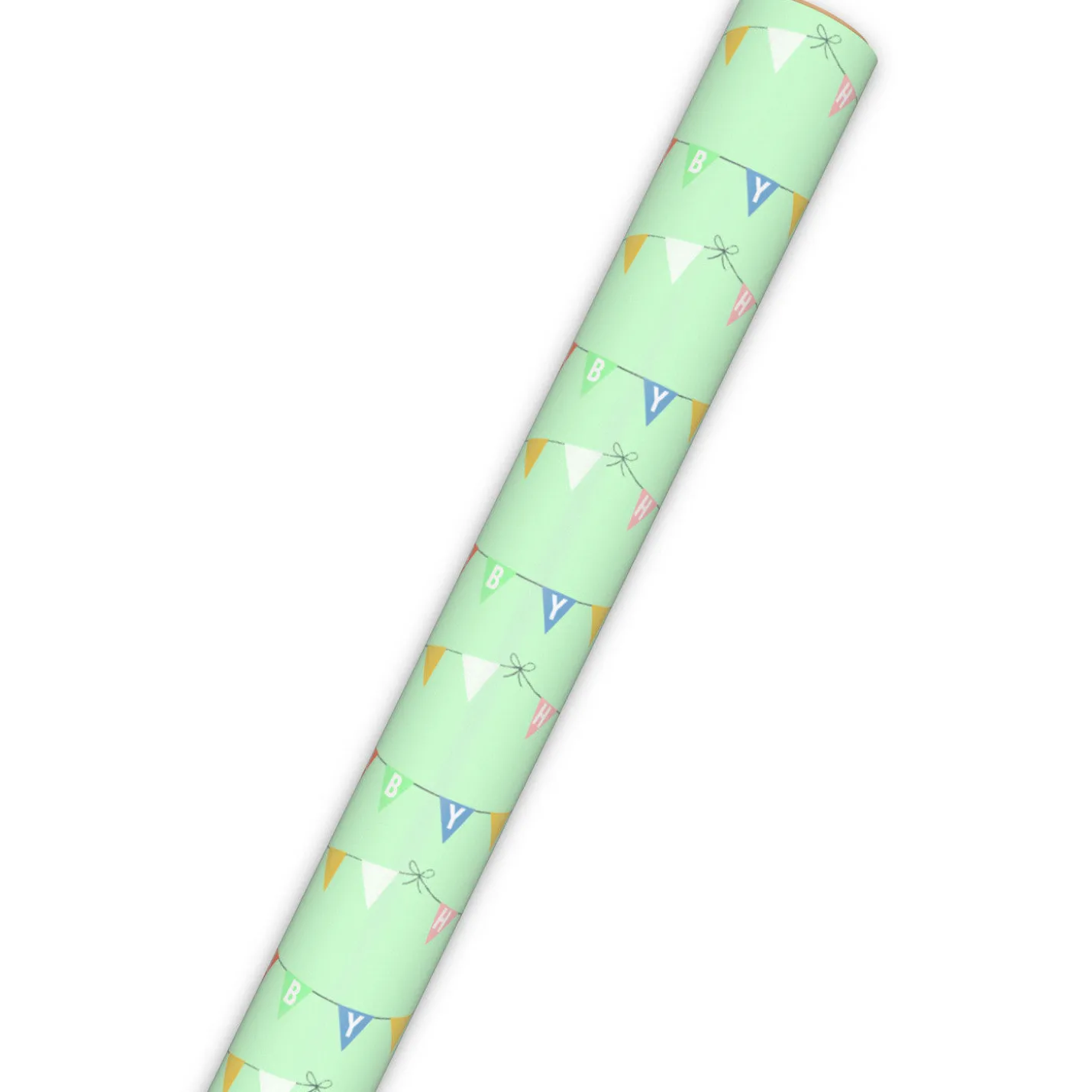 Hello Baby Pennants on Mint Green Wrapping Paper Roll, 20 sq. ft.