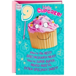 Hello, Cupcake 9th Birthday Card With Decal