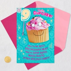 Hello, Cupcake 9th Birthday Card With Decal